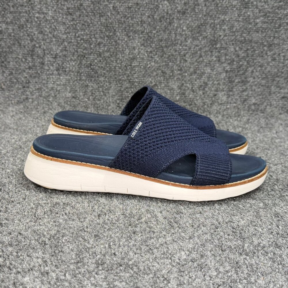 Cole Haan Zero Grand Slide Sandals Women's Size 8.5 Blue Knit Slip On Flip Flops